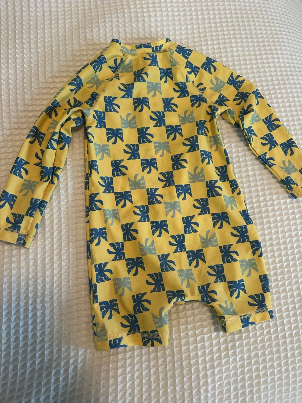 Old Navy Swim Rashguard Bodysuit Yellow Palm-Print One-Piece